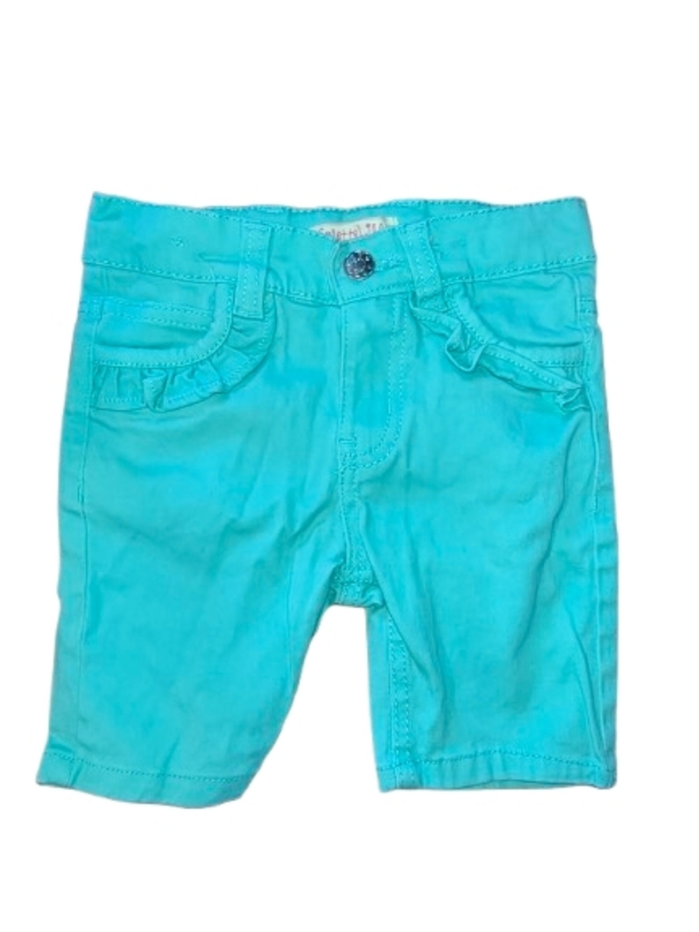Girls' Teal Ruffle Pocket Casual Shorts - Unbranded